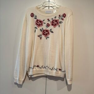 5/25 Women’s Medium Cream Sweater with Flowers by Alfred Dunner